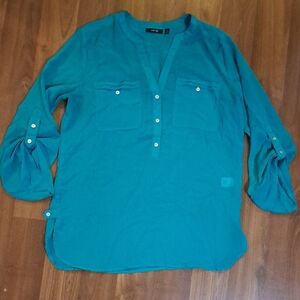 Apt. 9 Teal Blouse with Button Accents